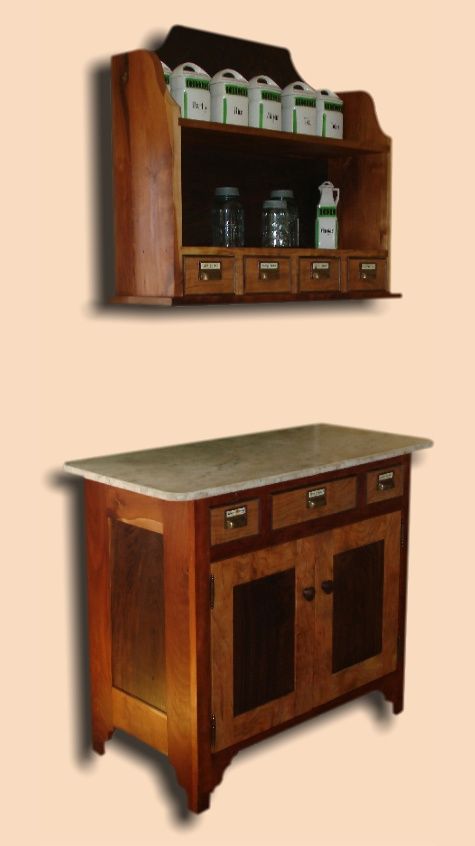 Reclaimed Cherry & Walnut Rustic Spice Shelf & Cupboard