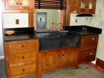 Quarter-Sawn White Oak Mission Style Custom Kitchen Cabinets